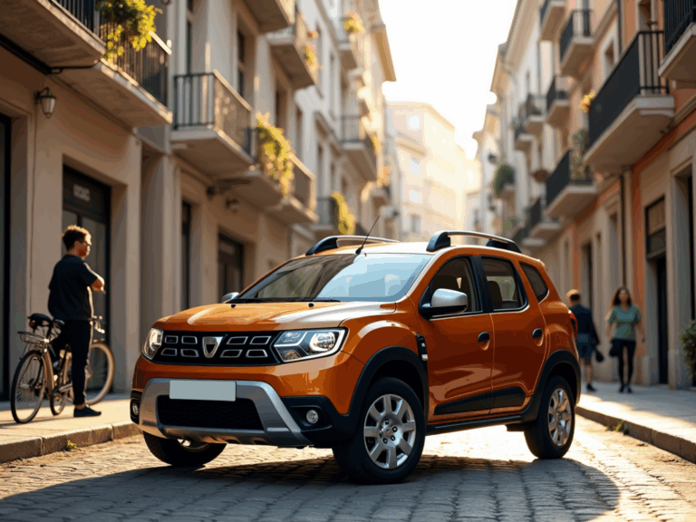 dacia-spring-orange-urban-scene-golden-hour