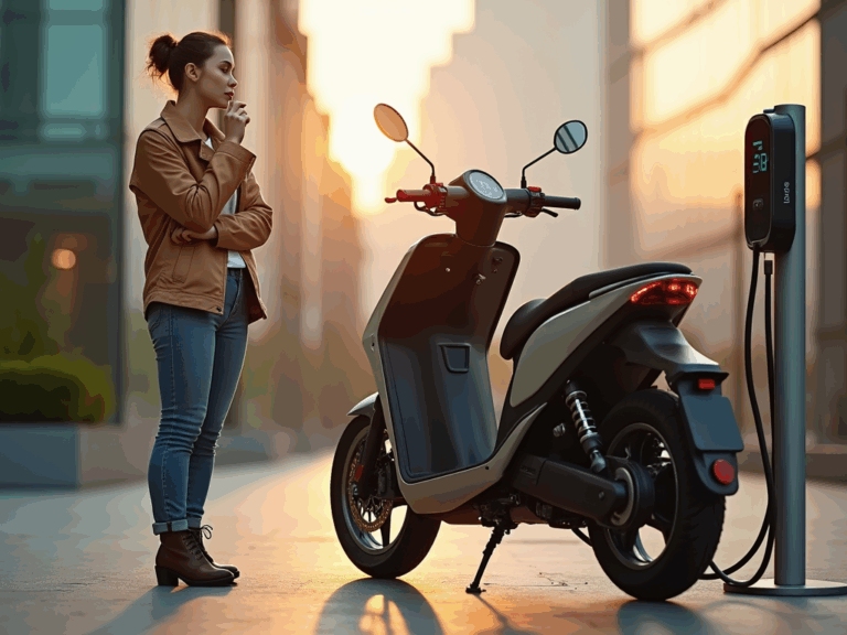electric-motorcycle-golden-hour-urban-setting