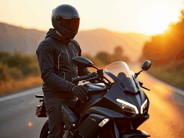 golden-hour-motorcyclist-touring-bike