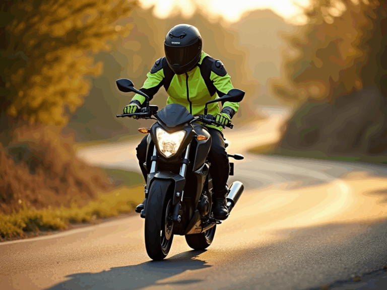 motorcyclist-country-road-golden-hour-safety-gear
