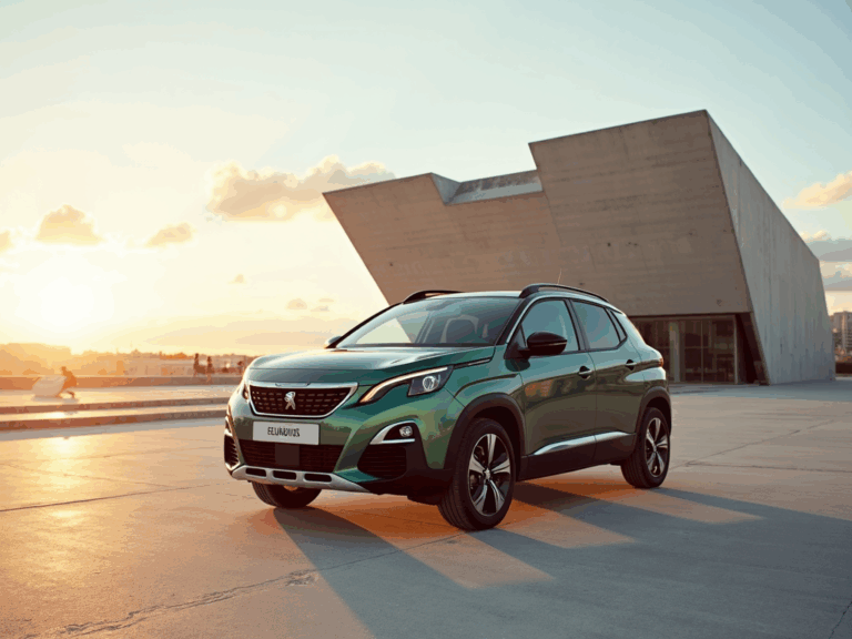 peugeot-2008-2025-vert-okenite-esplanade-architecture-golden-hour
